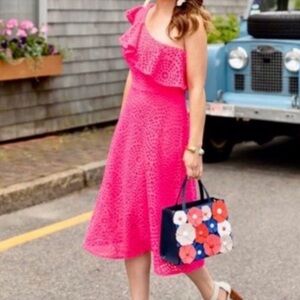 New Lilly Pulitzer Callisto Fit&flare dress one shoulder lace pink new Womens 00